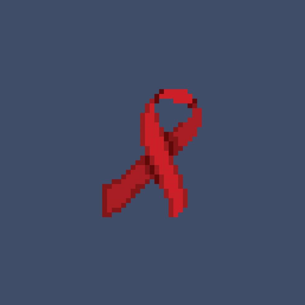 red ribbon in pixel art style vector