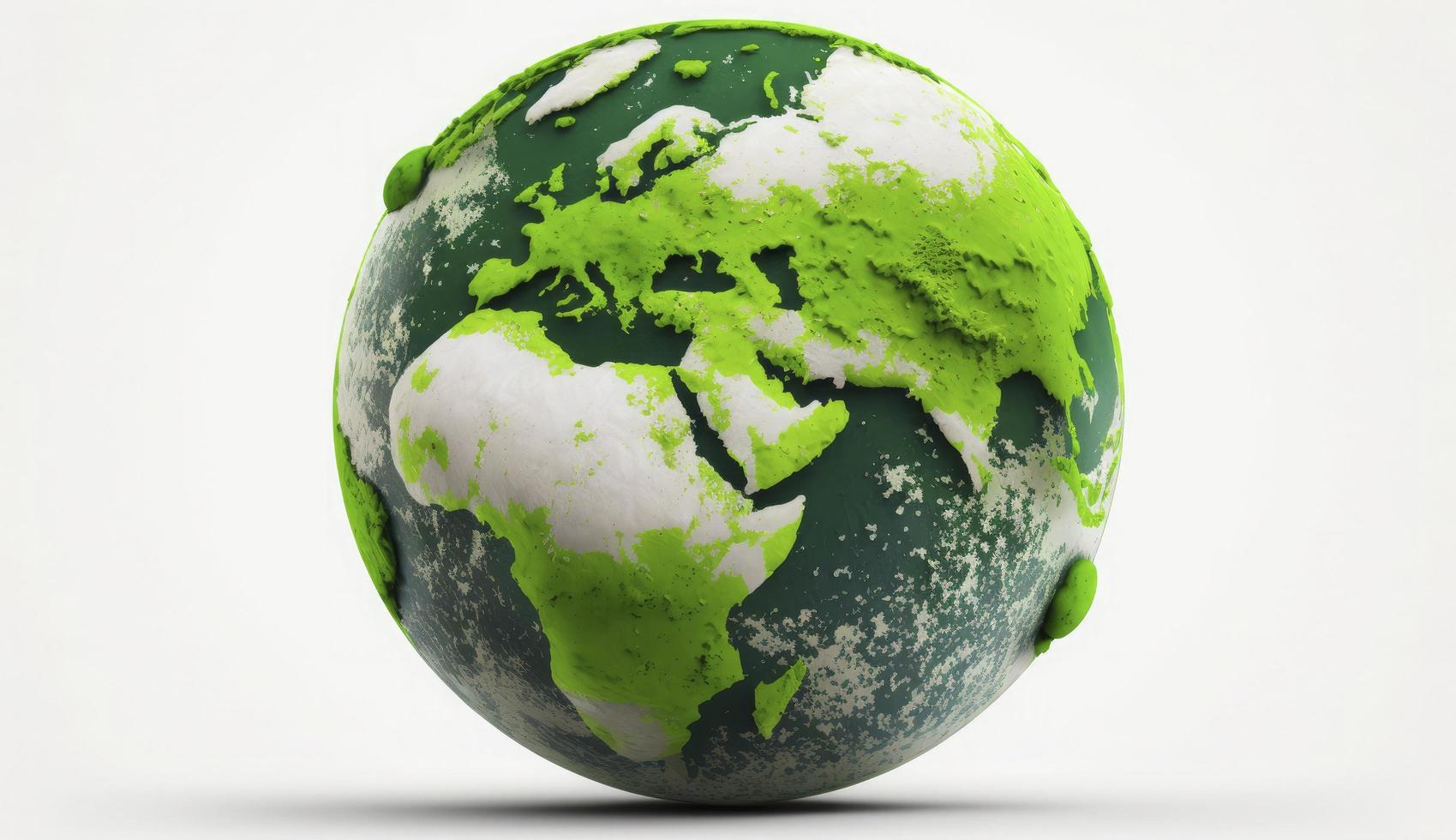 World Earth day concept. Illustration of the green planet earth on a white background. earth day poster, banner, card,  APRIL 22, Saving the planet, environment,  Planet Earth,  Generate Ai photo