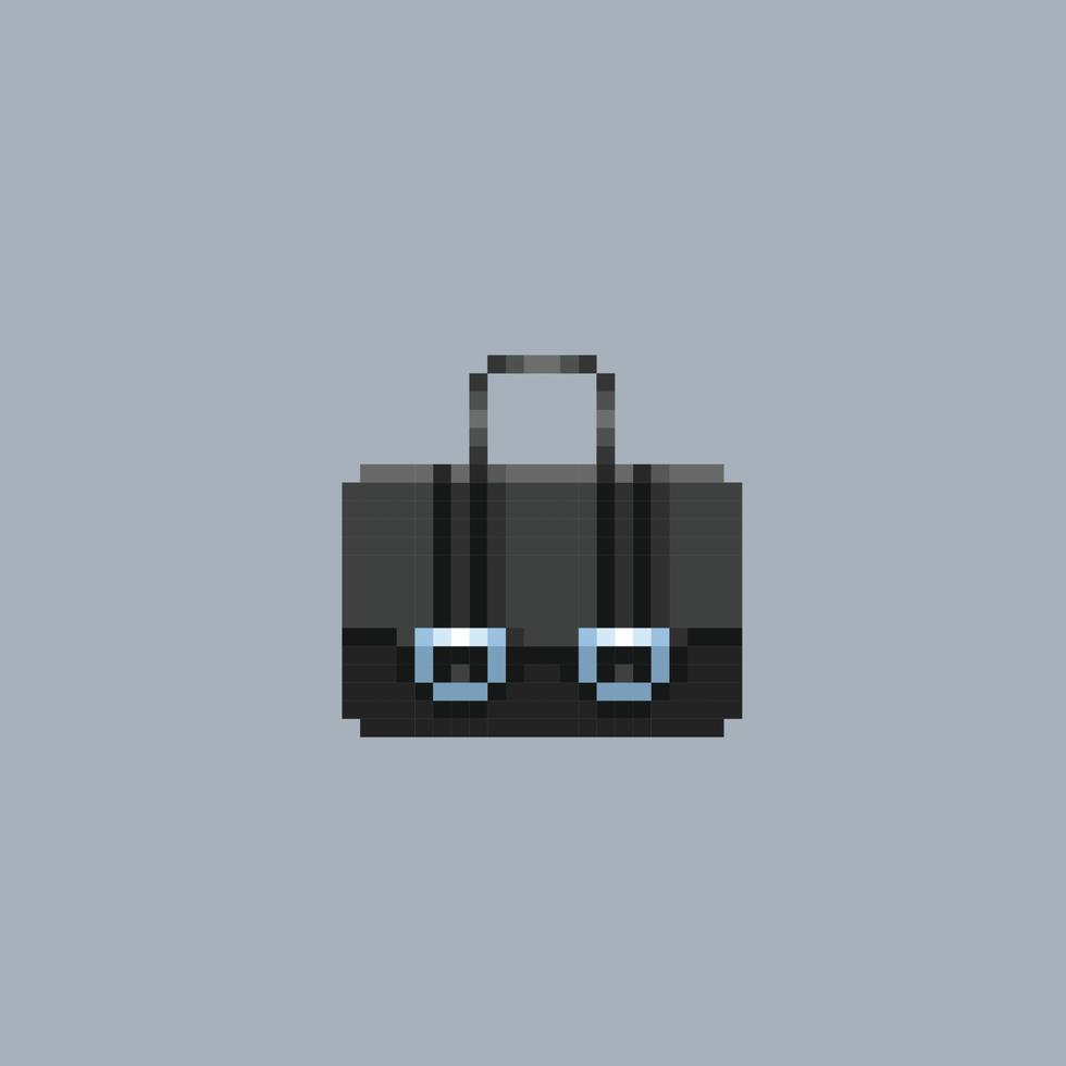 black suitcase in pixel art style vector