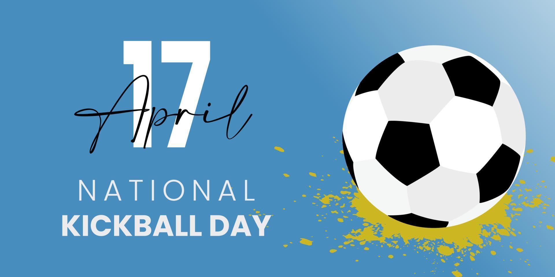 nacional kickball día es un público fiesta celebrado, Deportes persona desde diferente campos, bandera, póster. vector