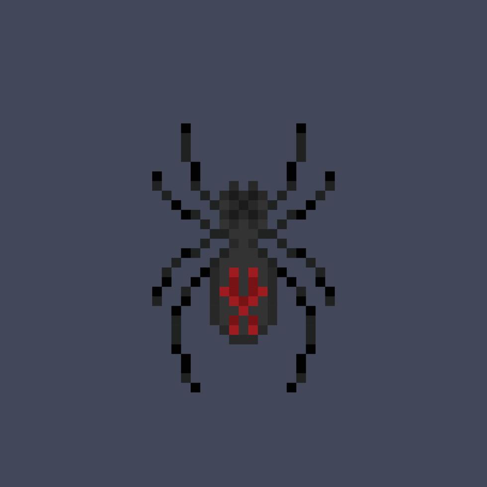 negro araña en píxel Arte estilo vector