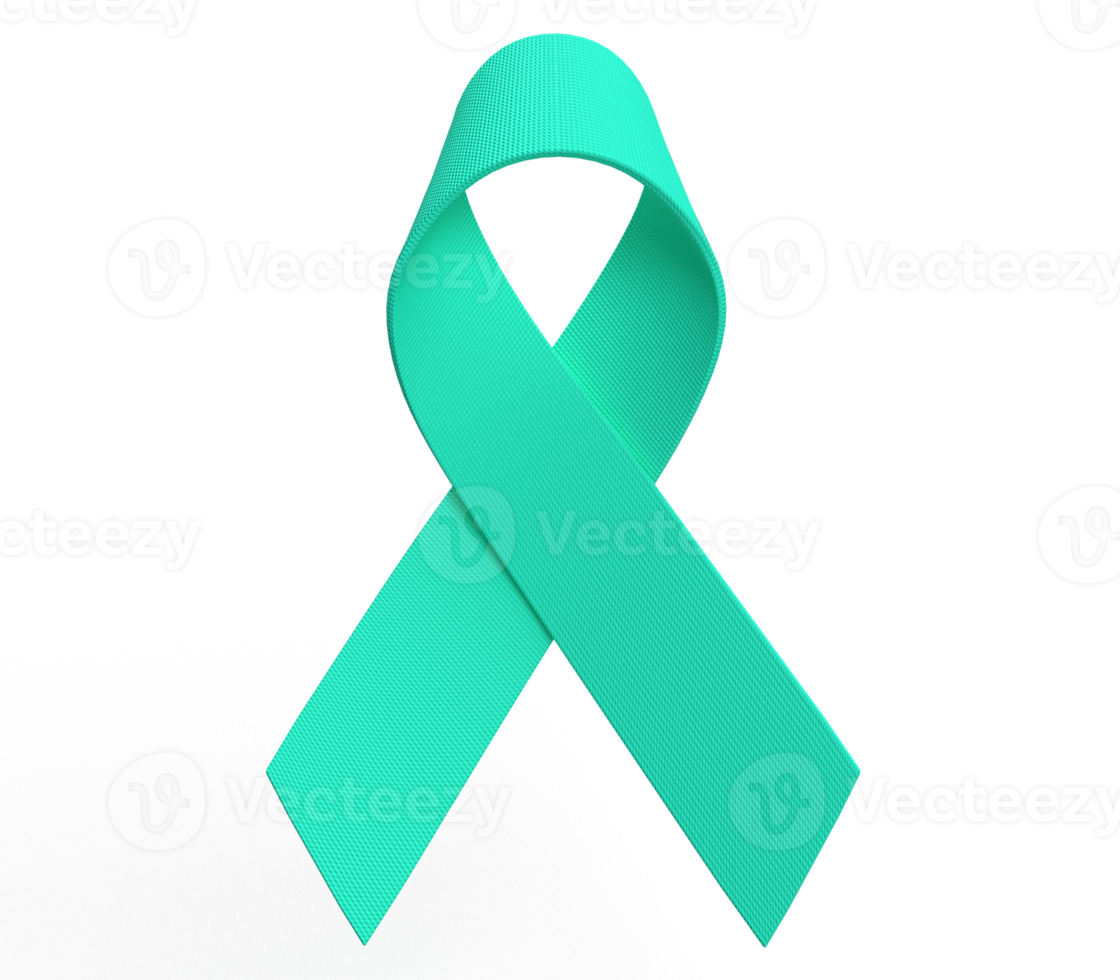 verde azul color degradado arco cinta símbolo decoración ornamento tratamiento salud cuidado enfermedad mundo ovario cáncer ayuda esperanza conciencia mujer hembra dama Campaña caridad ovario cáncer.3d hacer png