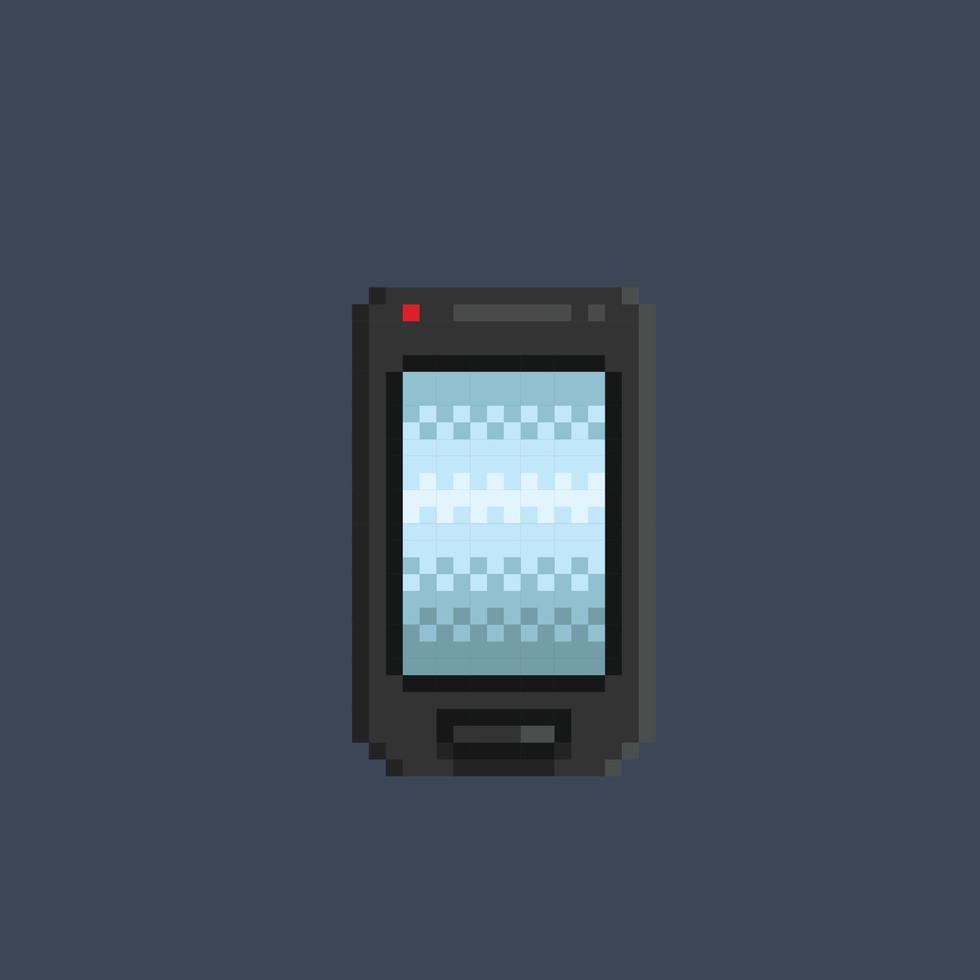 black smartphone with blank screen in pixel art style vector