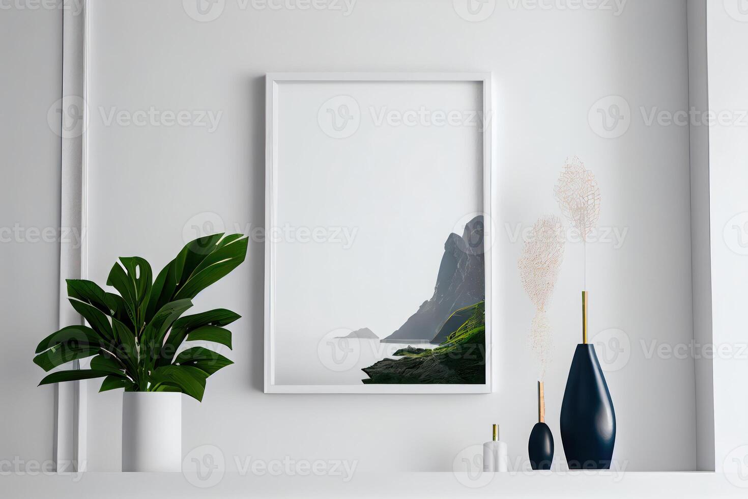 white wall, a framed mockup . photo