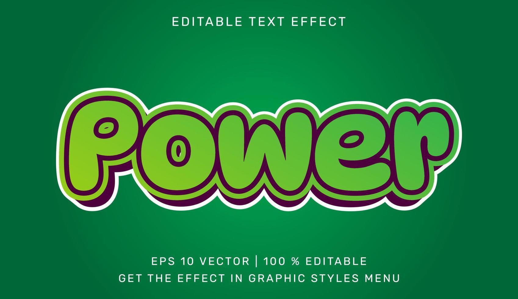 Power 3d editable text effect template vector