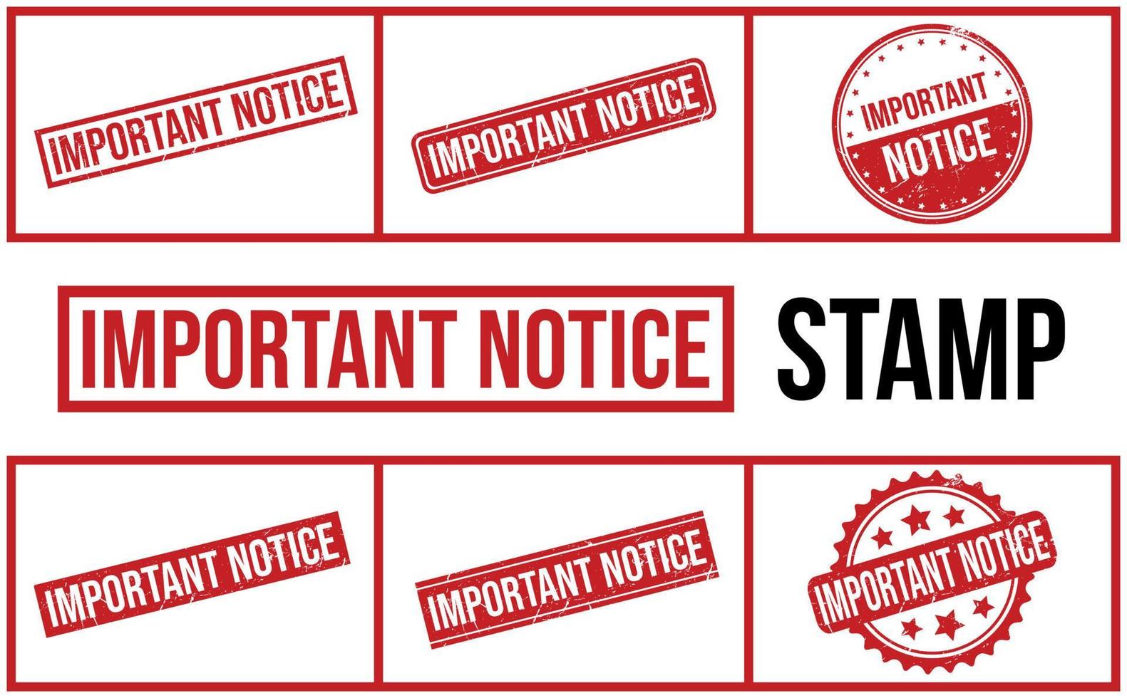 Important Notice Rubber Stamp Set Vector