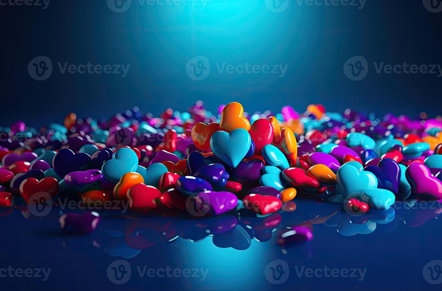 Colorful heart shape balloon with blue sky. Valentine's day background with heart shaped balloons. . photo