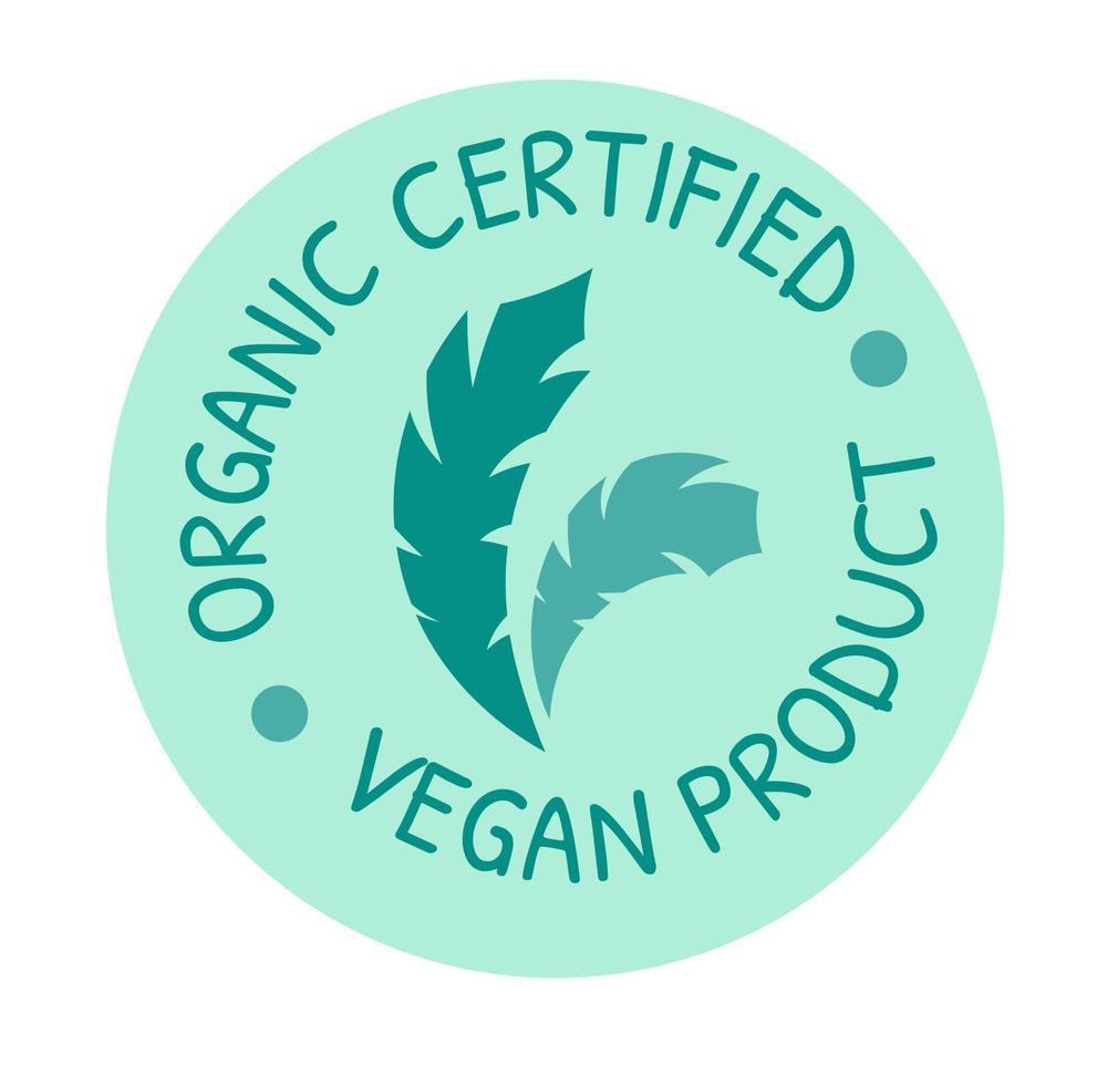 Organic certified vegan product, label for package vector