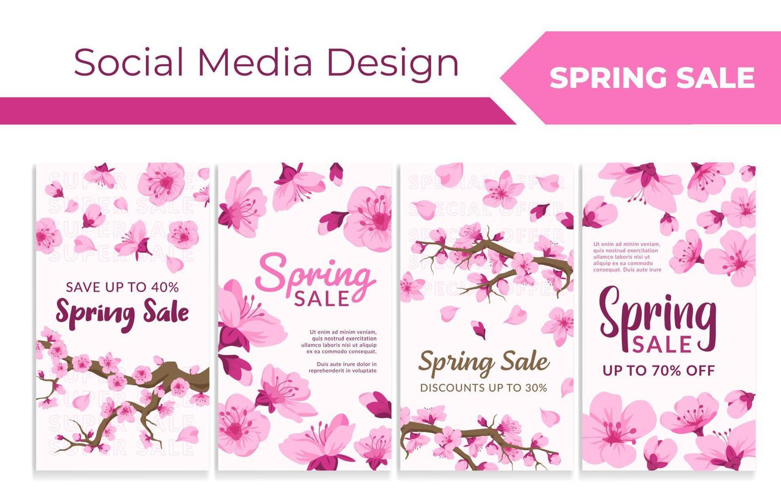 Network web page set for spring sale promotion vector