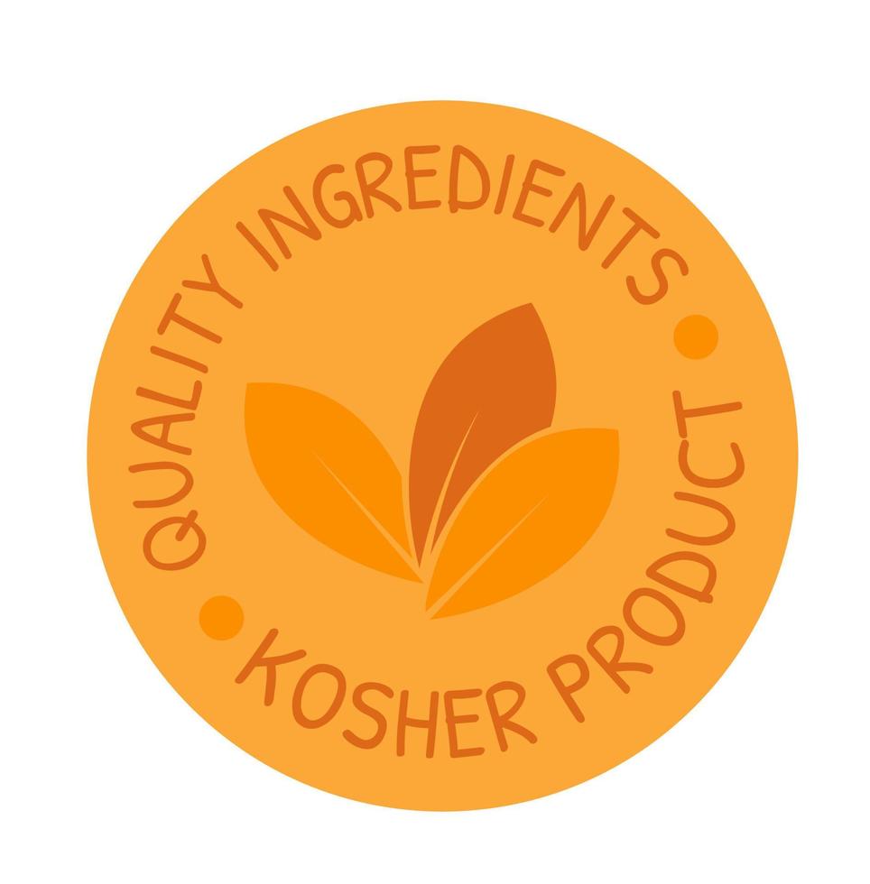 Quality ingredients of kosher product, package vector
