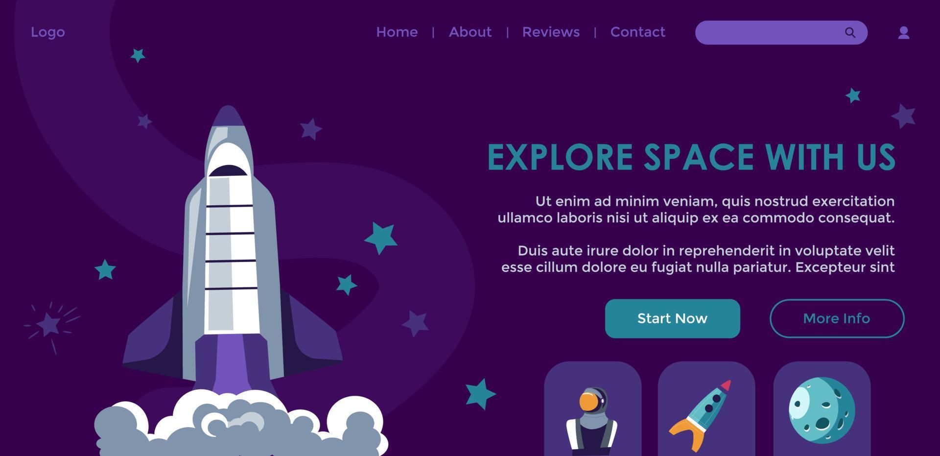 Explore space with us, online educational course vector