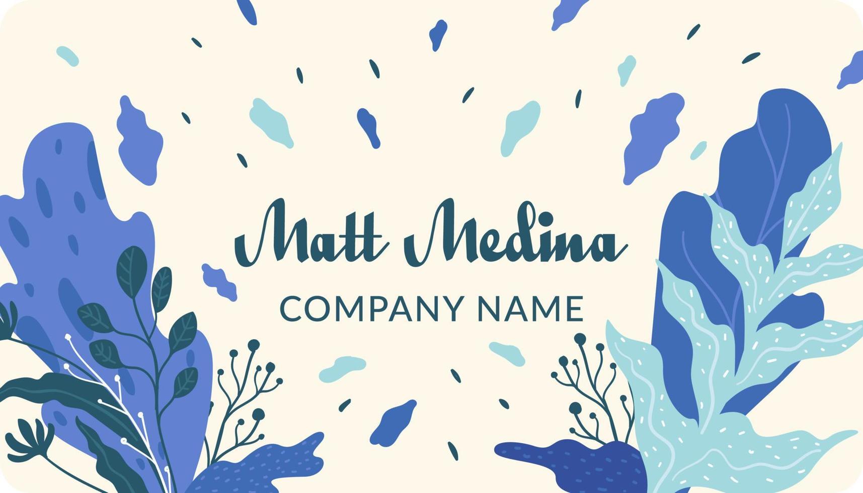 Company name on business card, foliage prints vector