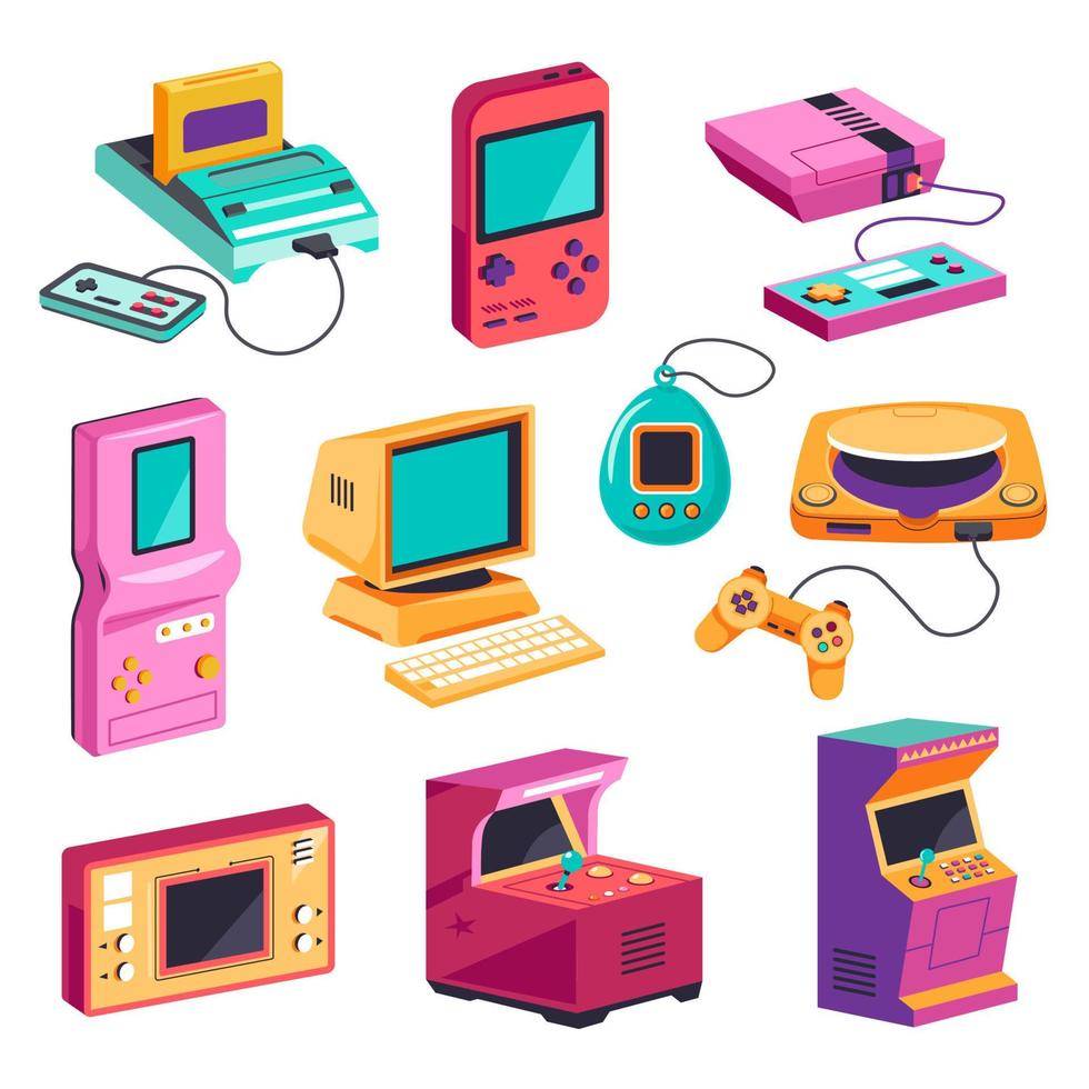 retro juegos, y accesorios para entretenimiento vector