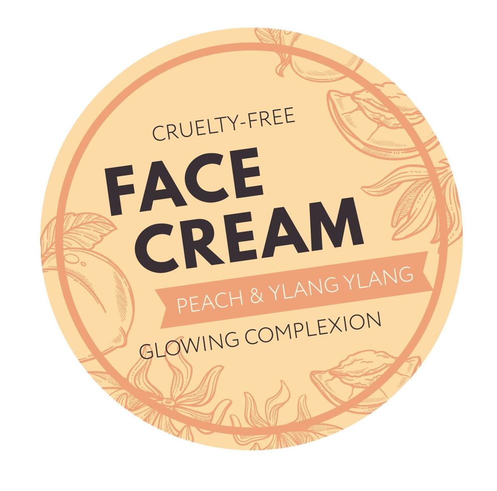 Cruelty free face cream, peach and ylang ylang vector