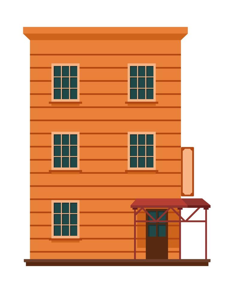 Wooden house construction, wild west building vector