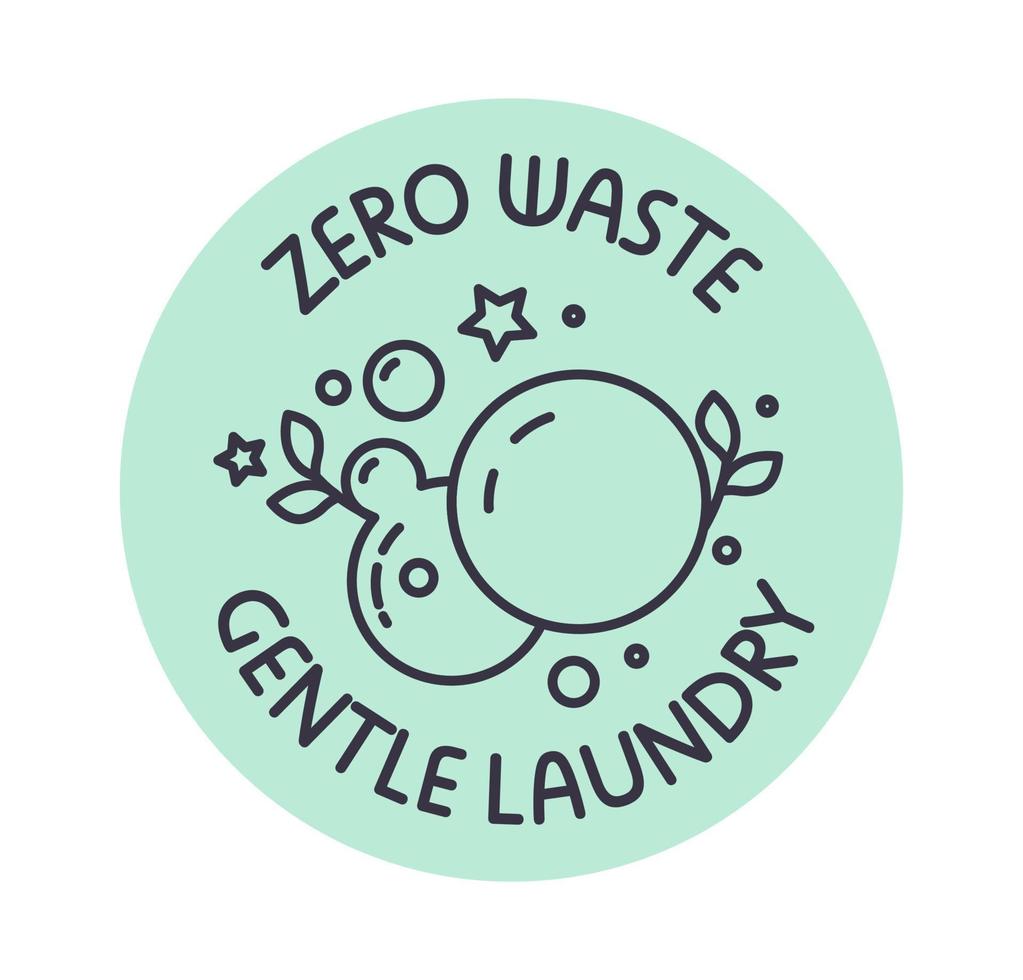 Zero waste gentle laundry, detergent stickers vector