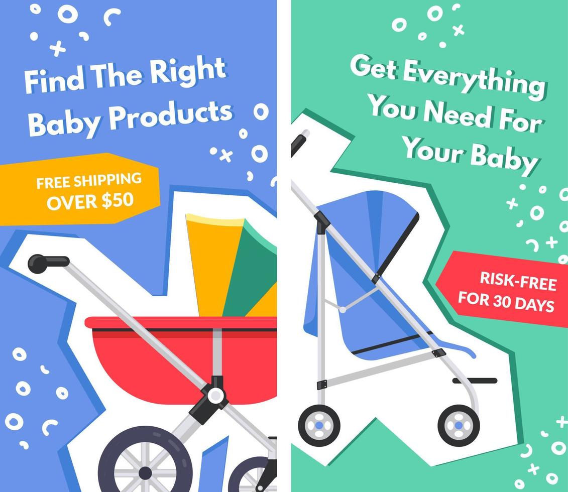 Find right baby products for your baby, banner vector