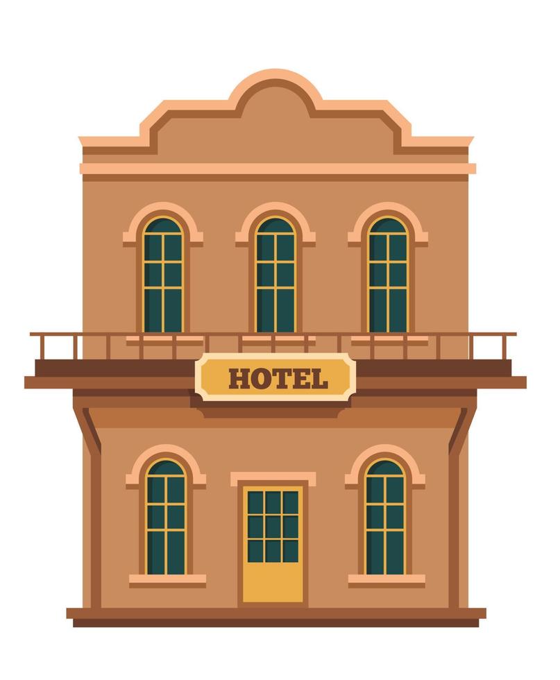 Western American architecture style hotel building vector