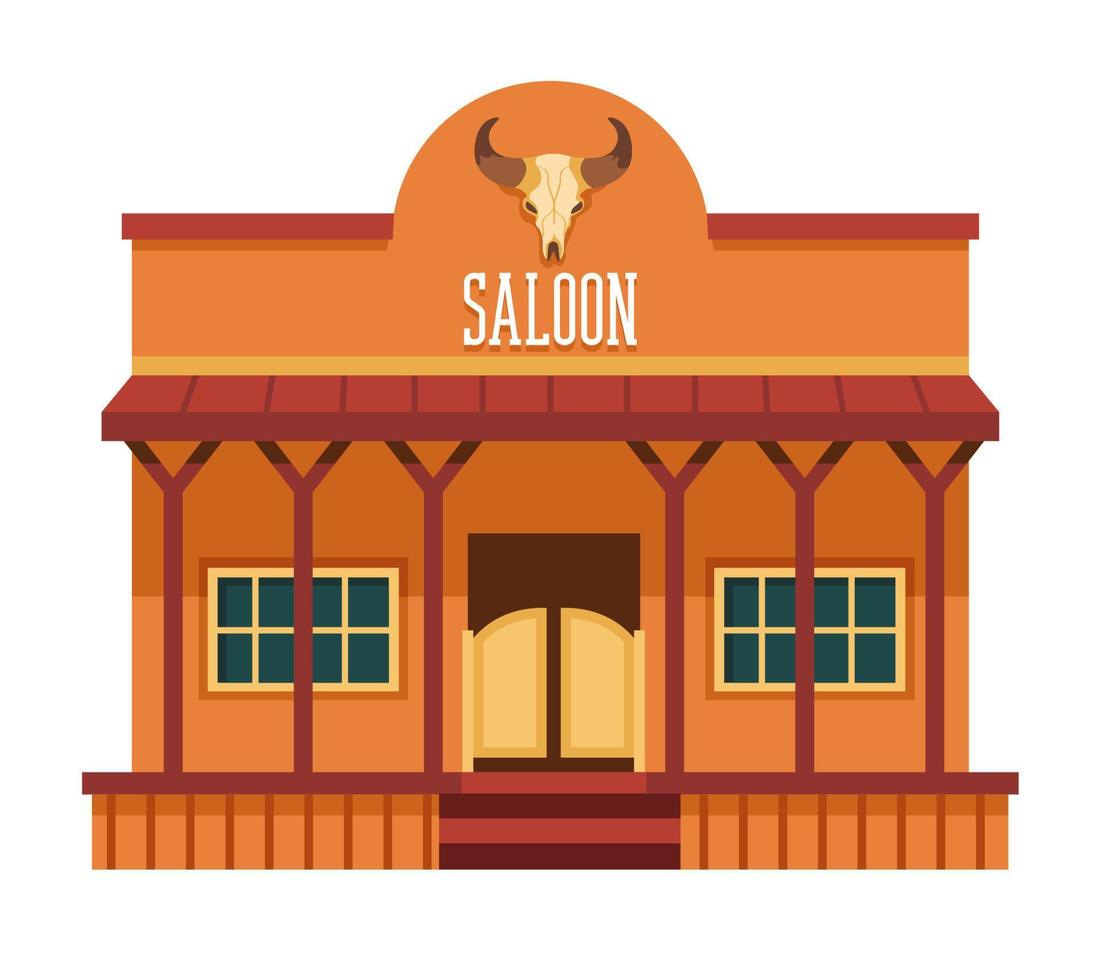 Saloon from American western, architecture style vector