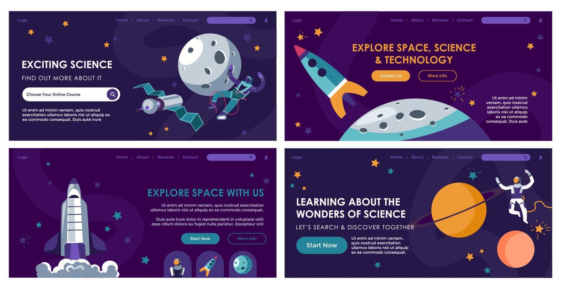 Web banner set design with science learning offer vector