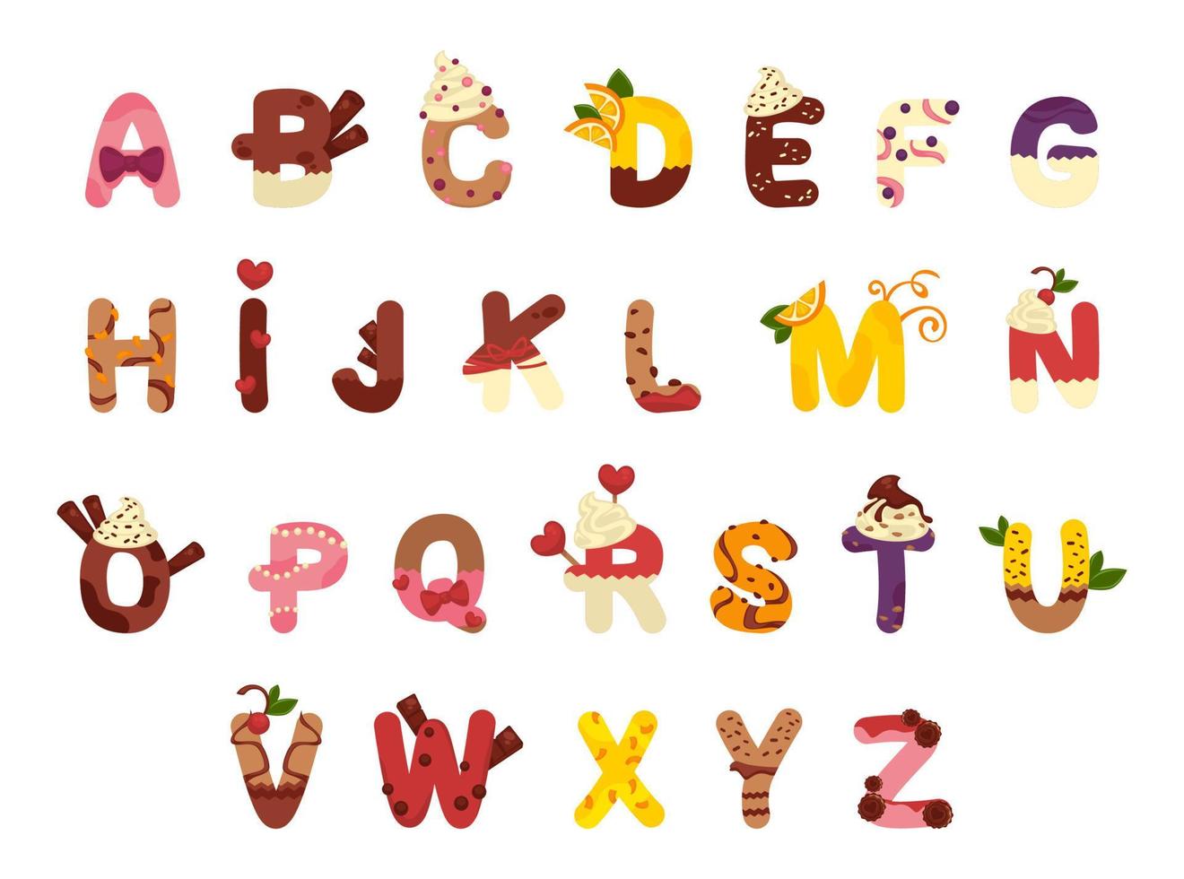 Typography font design with dessert elements vector
