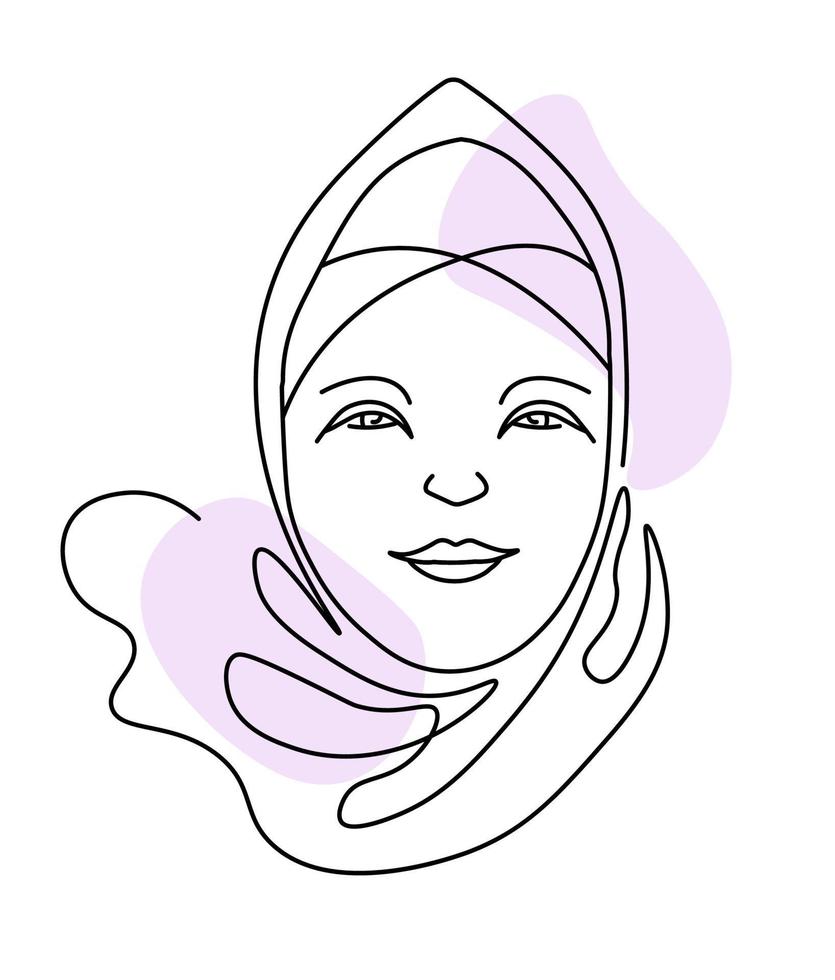 sonriente hembra personaje retrato, mujer en hijab vector