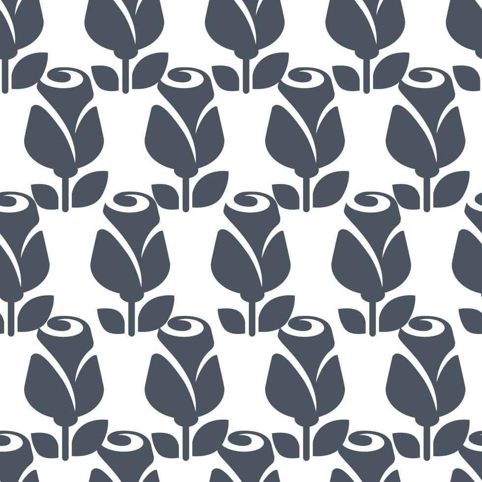 Blooming tulips with foliage seamless pattern vector