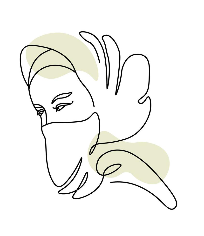 Woman in hijab and veil covering face and head vector