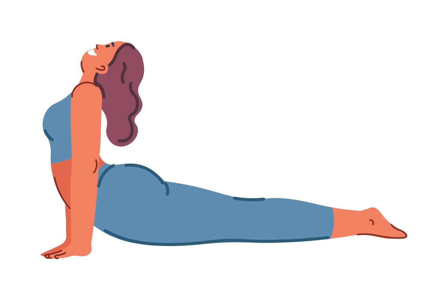 Bhujangasana or cobra pose, yoga asana fitness vector