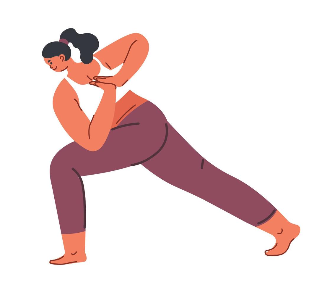mujer haciendo yoga poses y ejercicios asanas vector