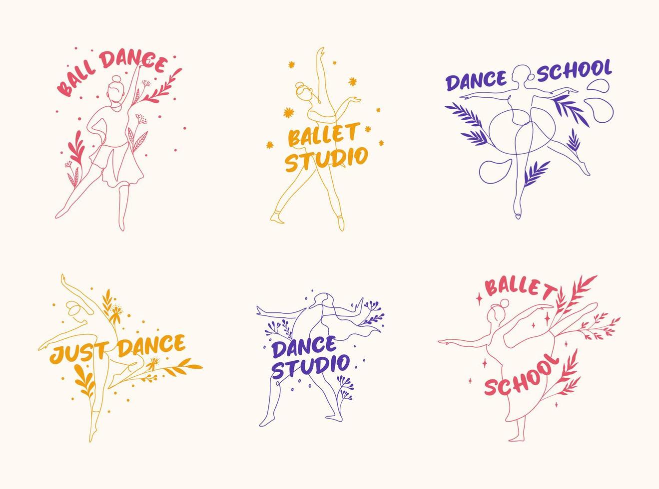 Sticker tag set for ballet studio identity vector