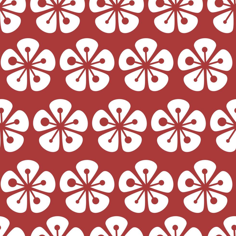 Seasonal blooming flowers, seamless pattern print vector