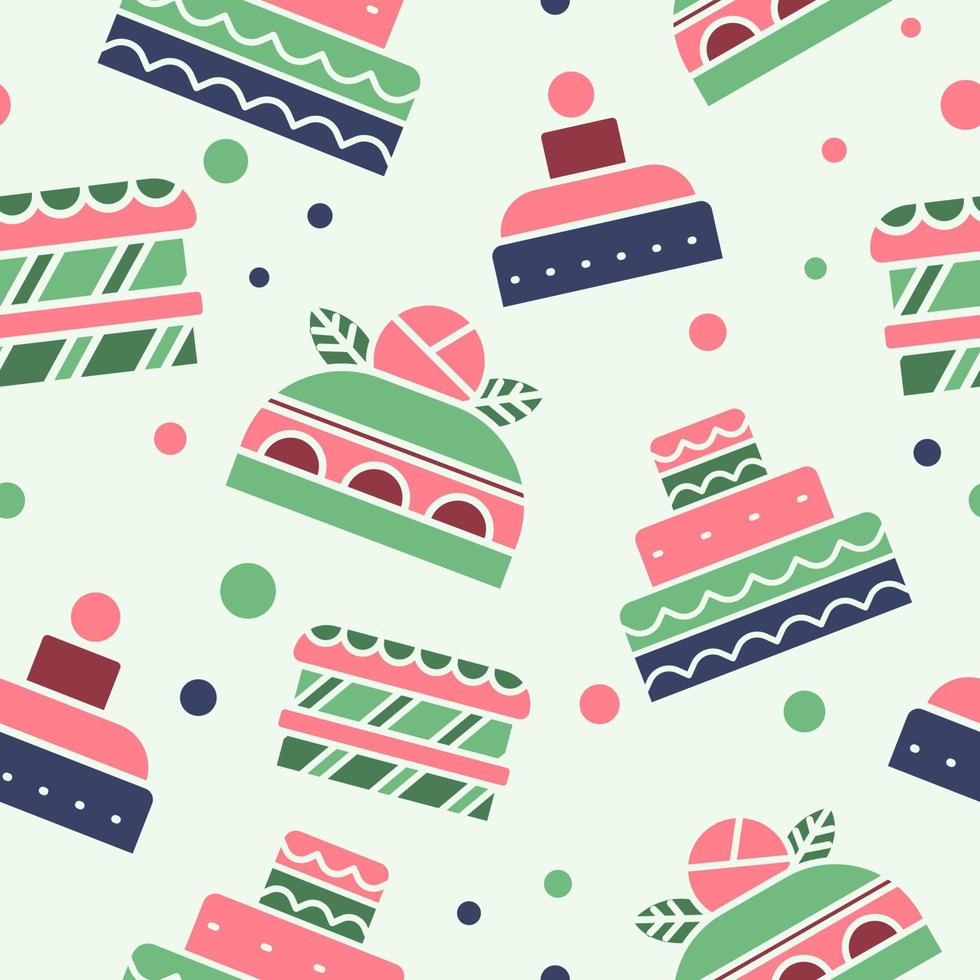 Bakery shop products, cake or dessert pattern vector
