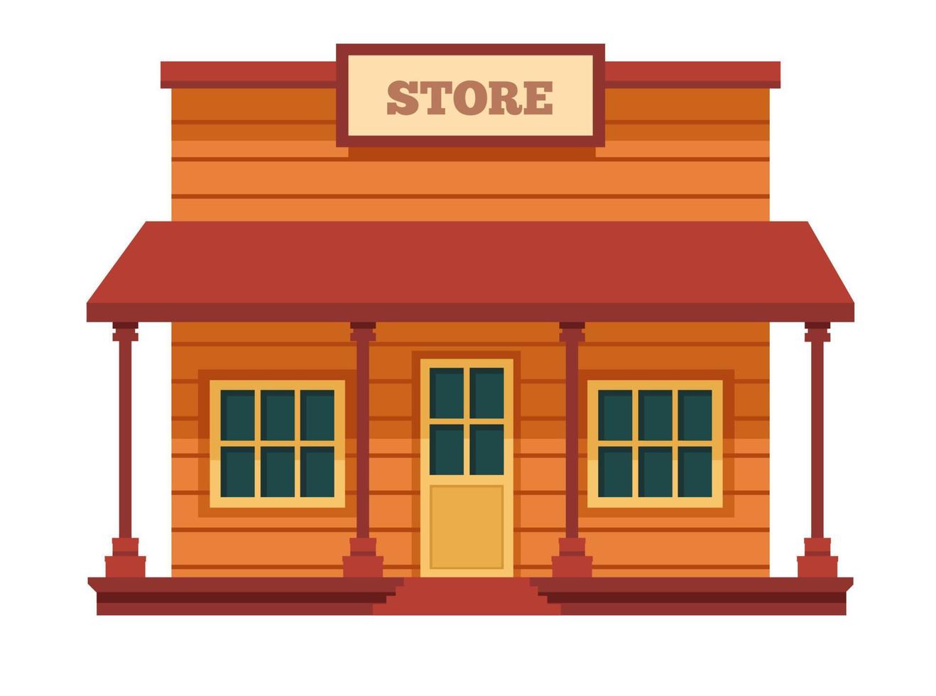 West architecture building, store construction vector