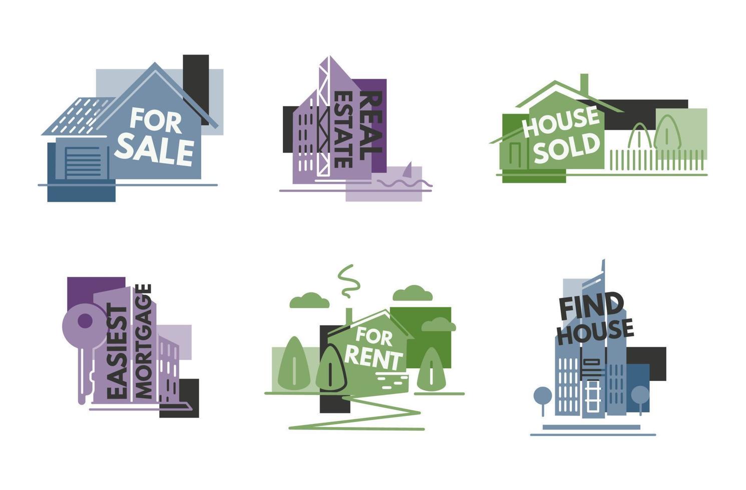 Sticker set design for real estate business sale vector