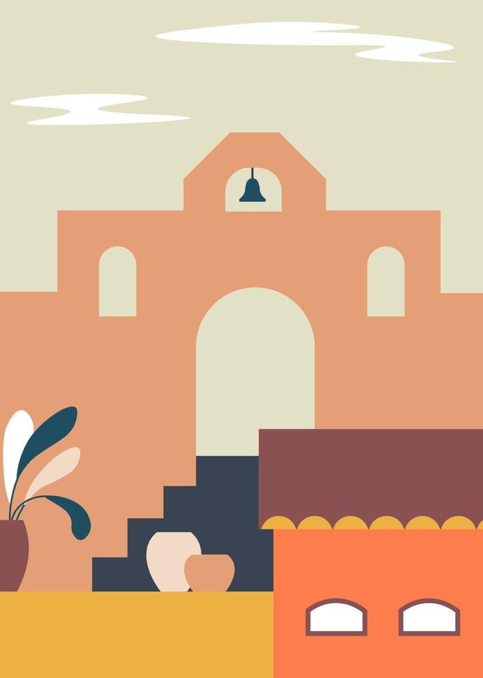 Old cityscape, skyline with houses exterior vector