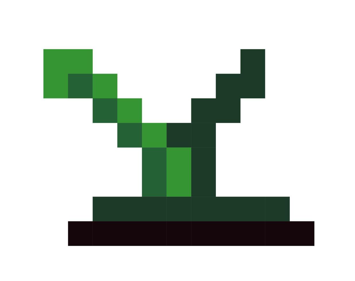 pixelado planta con follaje y hojas, vector