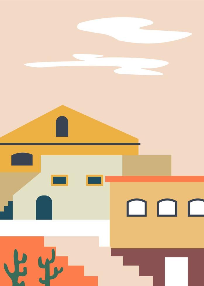 Cityscape with houses exteriors and facade vector