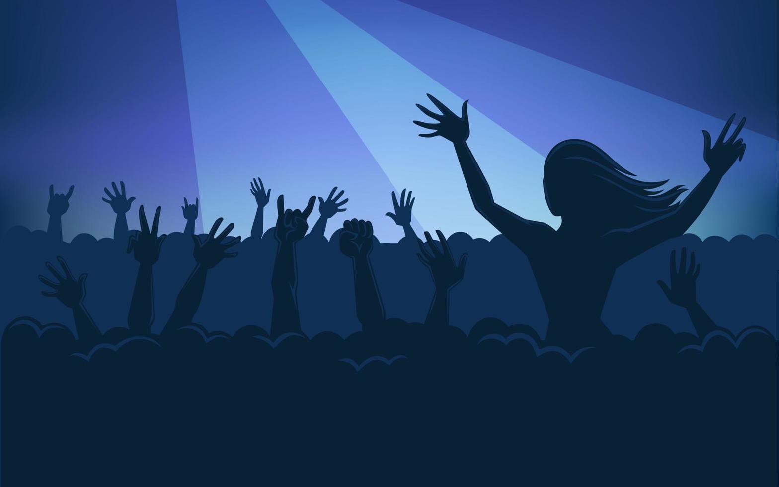 Youth silhouette on music concert or festival vector