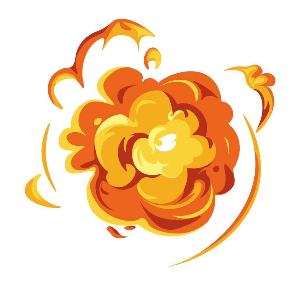 Explosions and burst of fire, outburst flames vector