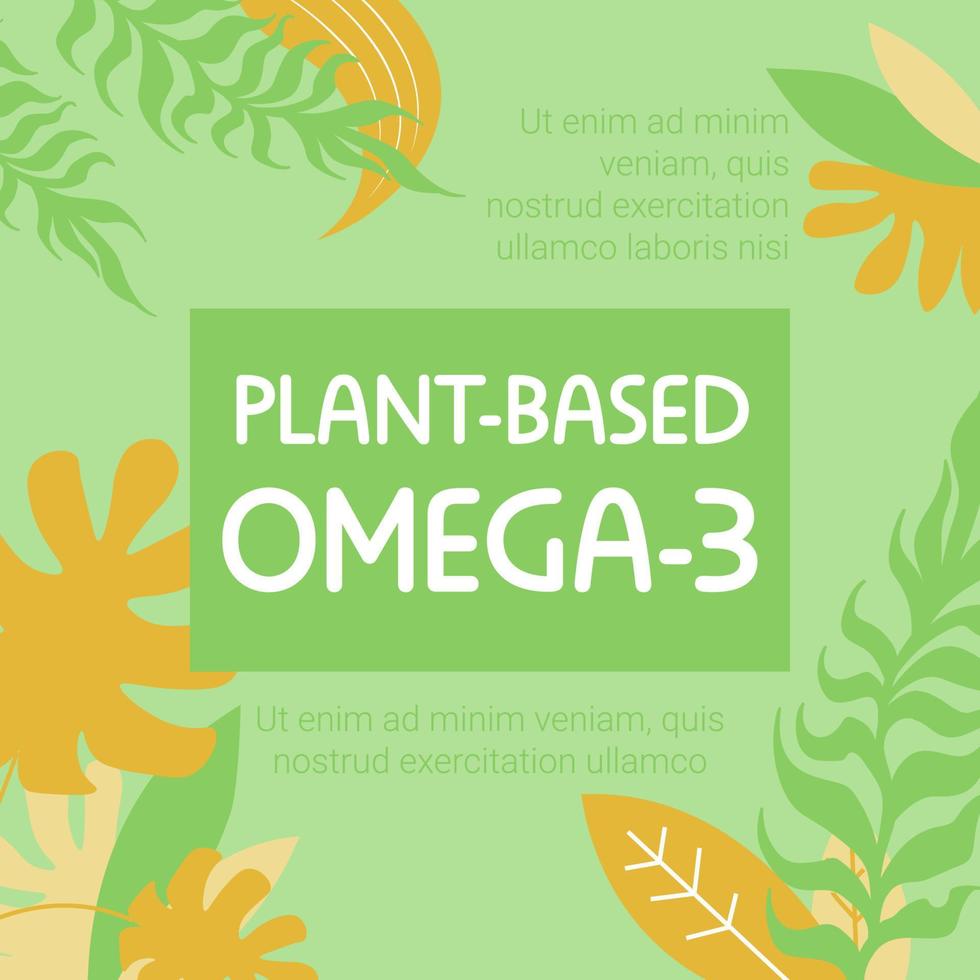 Plant based omega 3, healthy ingredients vector