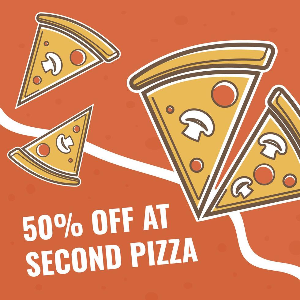 Discount on second pizza, promotional banners vector