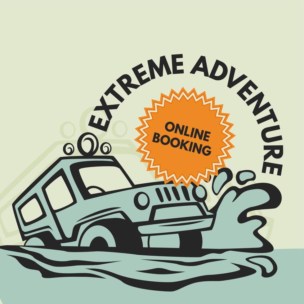 Extreme adventure, online booking promotion banner vector