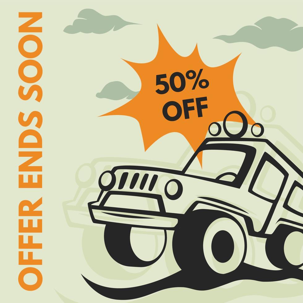 Extreme adventure driving, offer ends soon banner vector