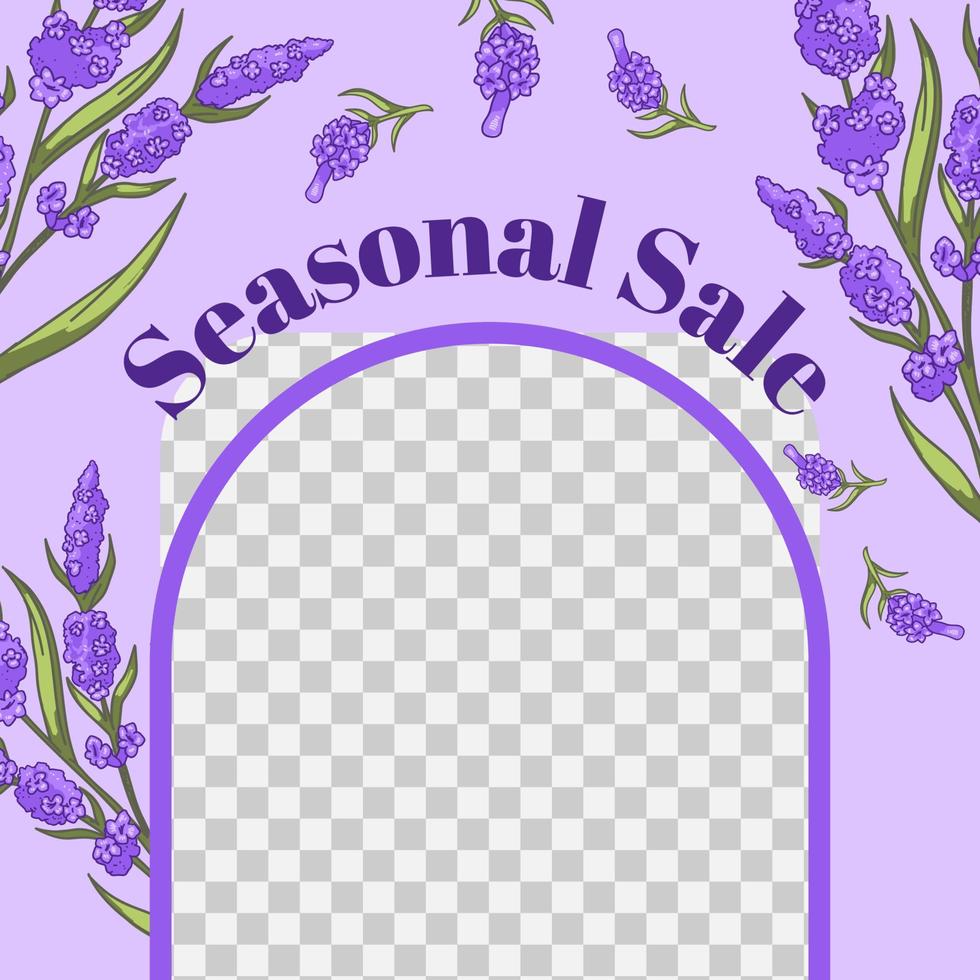 Seasonal sale, frame with spring flowers in bloom vector