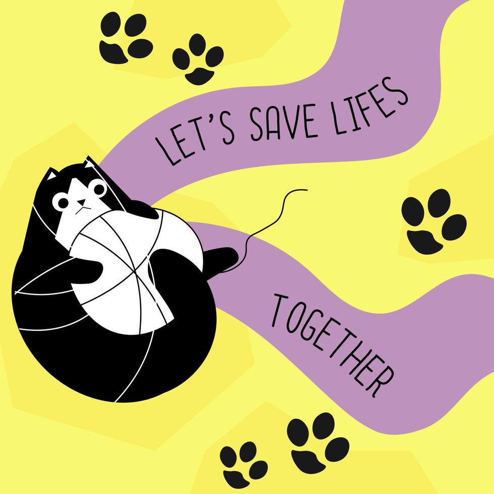 vamos salvar vive juntos, adoptar gatito desde centrar vector