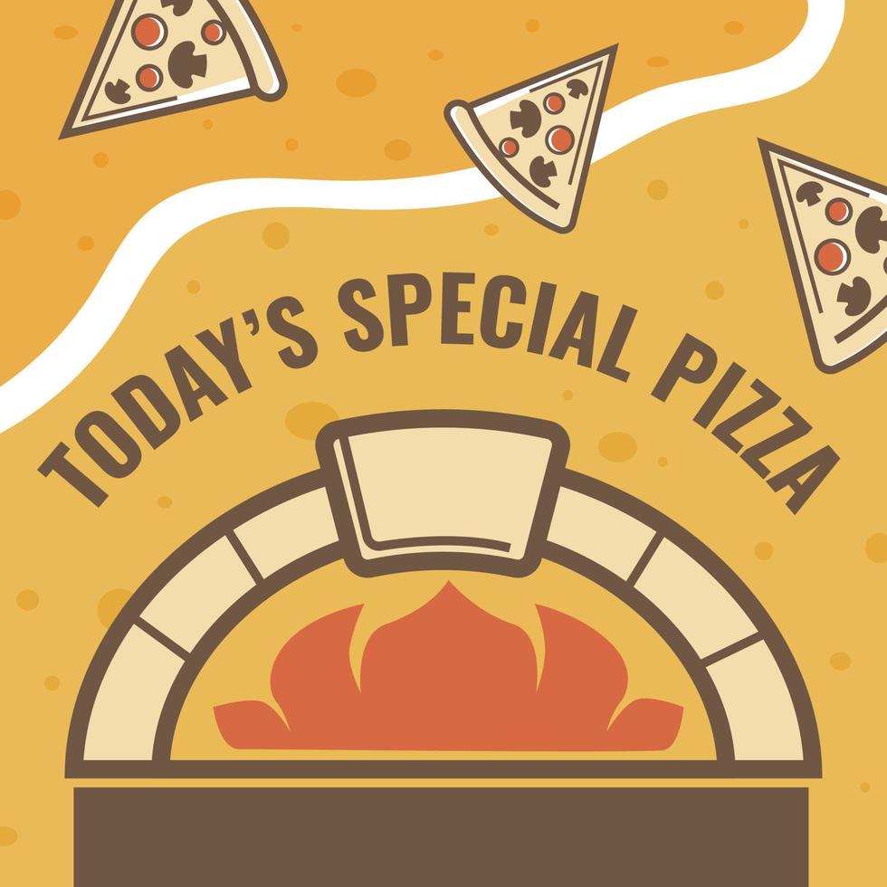 Todays special pizza in pizzeria house promotion vector