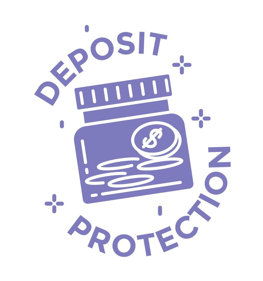 Deposit protection, banking system safety icon vector
