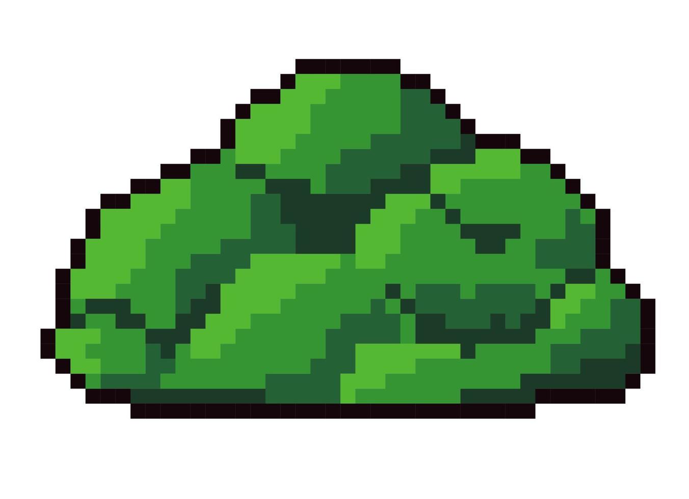 Pixel shrubs or bushes with greenery and foliage vector