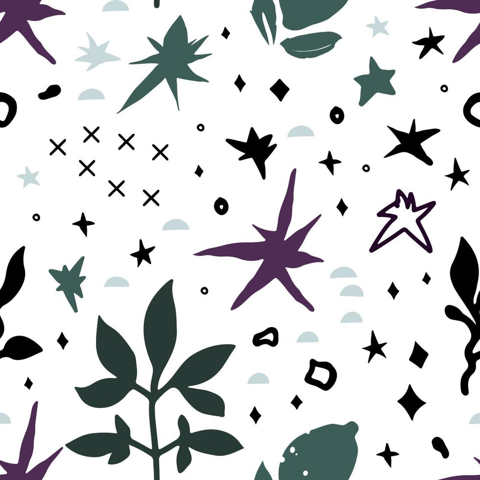 Abstract flower design with flowers and stars vector